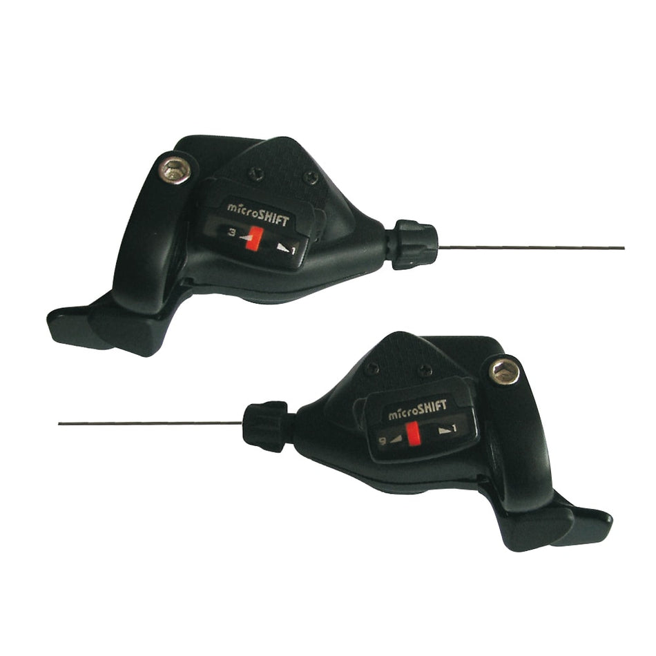 MTB-Schalthebel 3x9V indexiert aus schwarzem Aluminium (Paar)