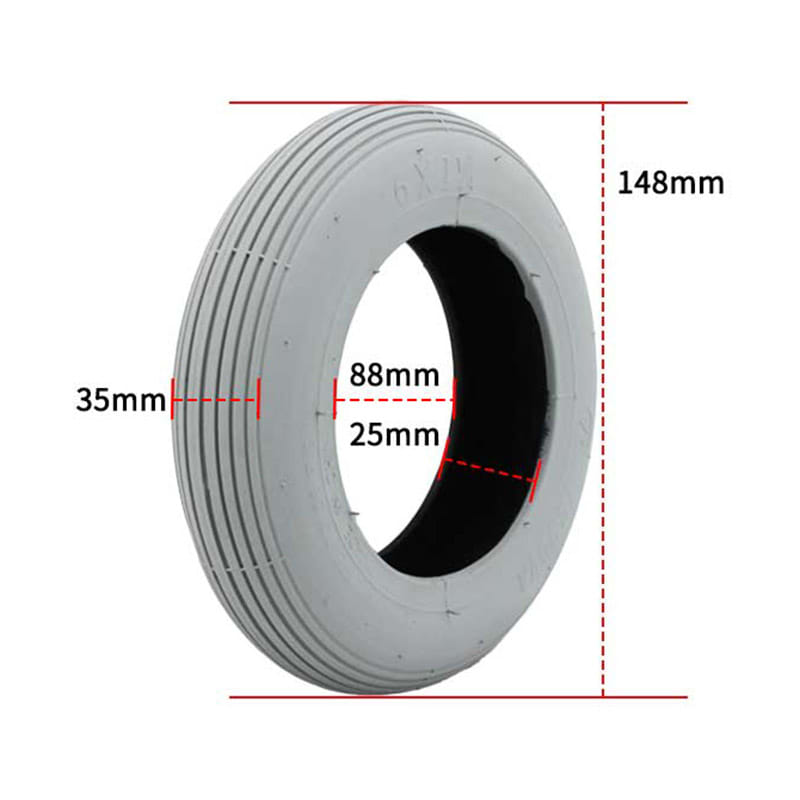 Reifen 6x1,1/4 ROLLSTUHL H-406 Tube Type Grau Basic