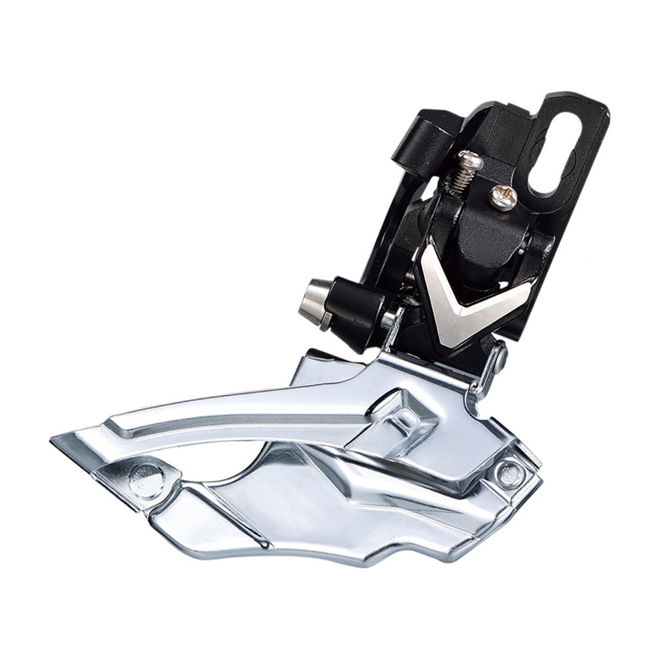 MTB Umwerfer 2x10V aus Aluminium mit Direktmontage Schwarz/Silber
