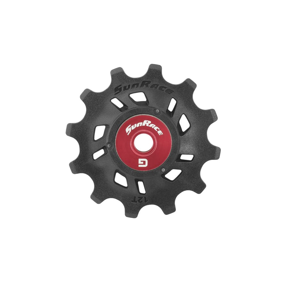 Universal Derailleur Pulley 12 Teeth Black/Red with Ball Bearings