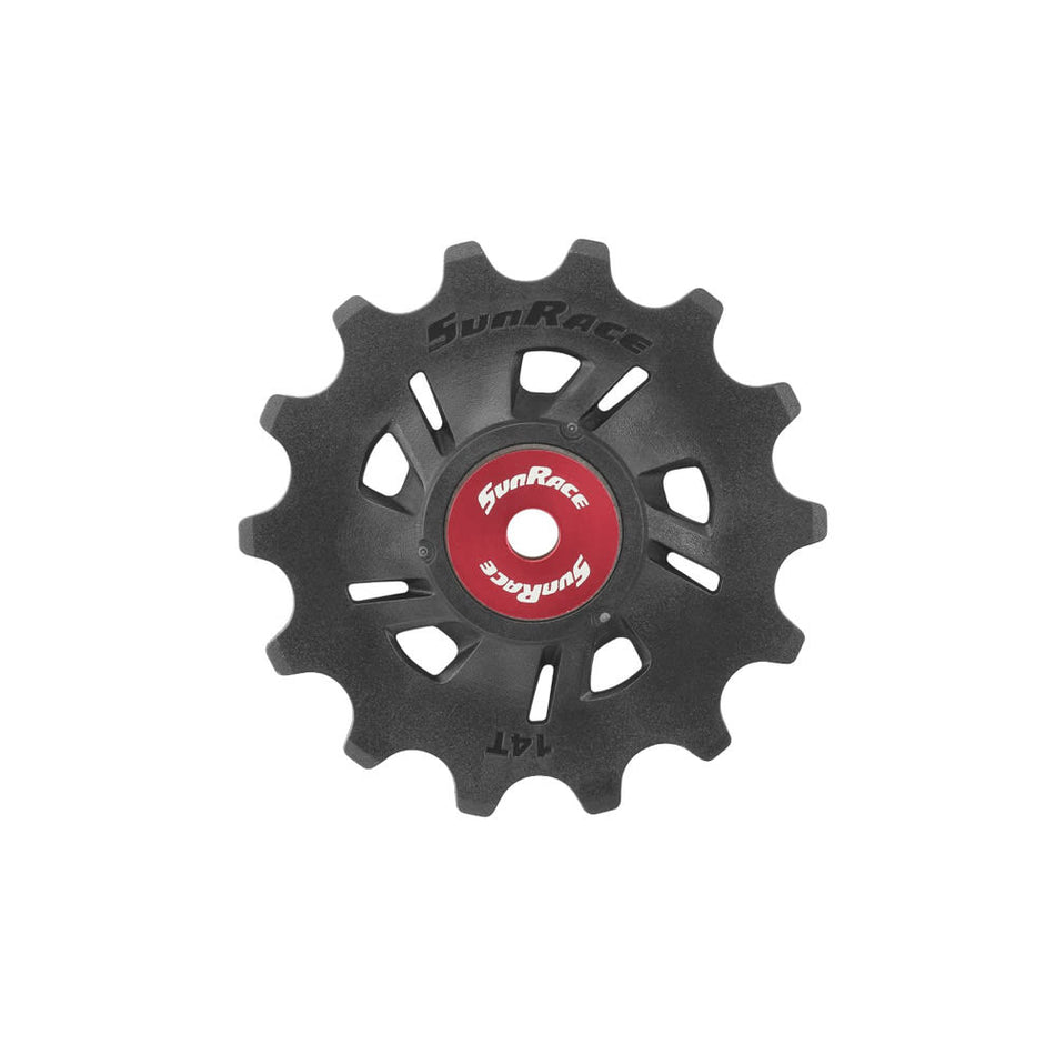 Universal Derailleur Pulley 14 Teeth Black/Red with Ball Bearings