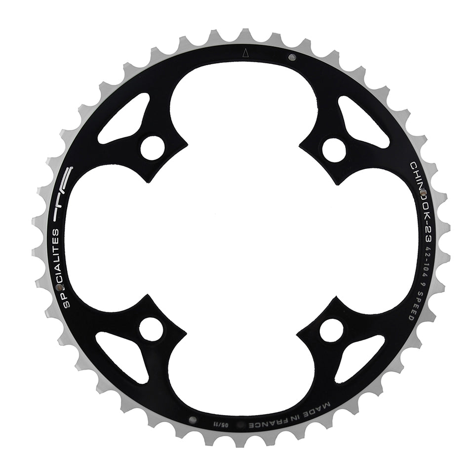 Single Chainring 9V x 22 Teeth - BCD 58mm Black for Cranksets