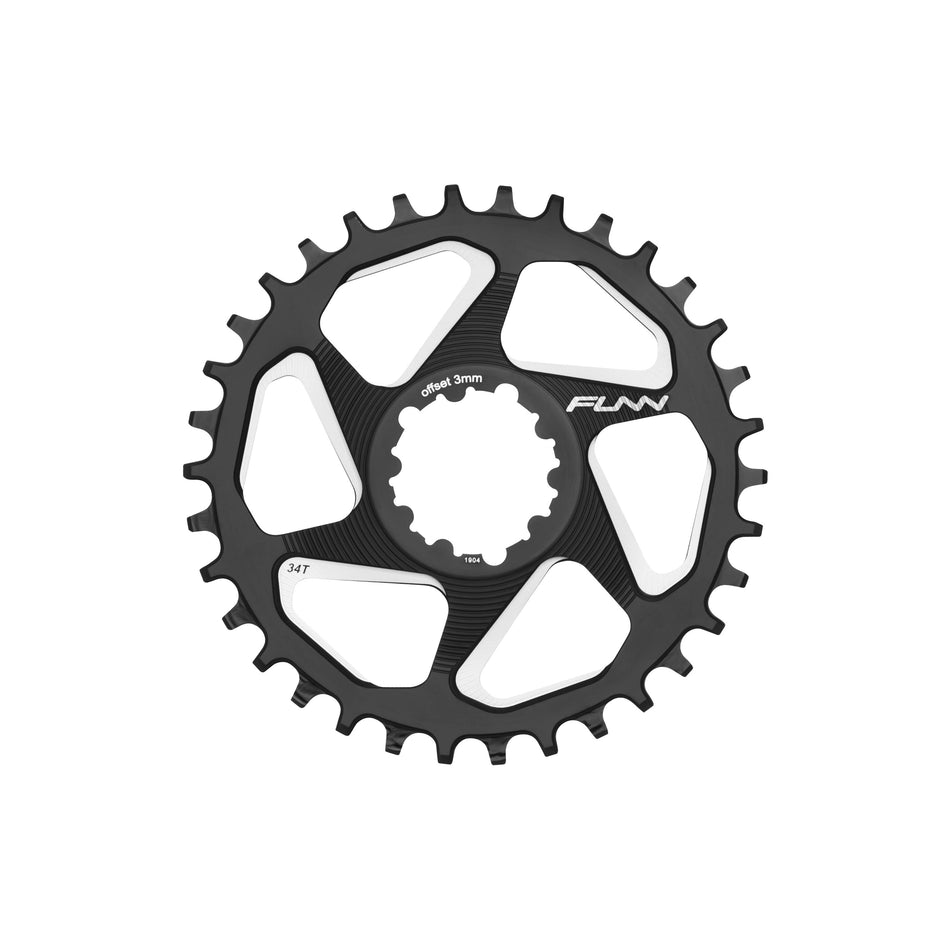 Right-Only Chainring 9/12V 34 Teeth in 7075 CNC Aluminum Black - 6mm Offset