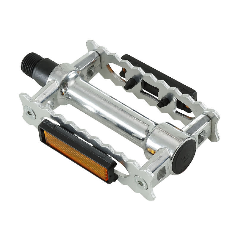 VINTAGE Aluminum Pedals Silver - Ball Bearing Spindle 100x58x24mm
