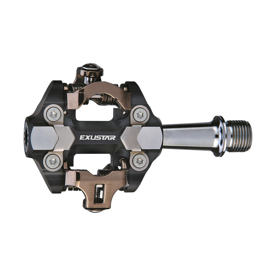 E-PM222 MTB Pedale aus schwarzem Aluminium - CR-Mo Achse 82x61mm