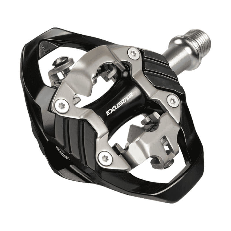 E-PM242 MTB Pedale aus schwarzem Aluminium - CR-Mo Achse 89x99mm