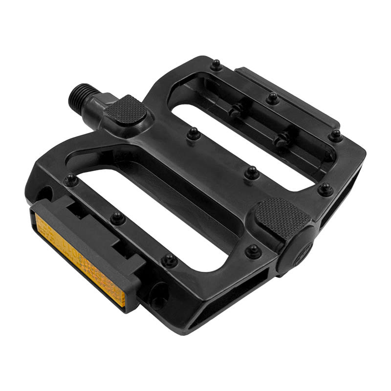 FLAT Pedals in Black Aluminum - CR-Mo Axle on Ball Bearings 107x105x24mm