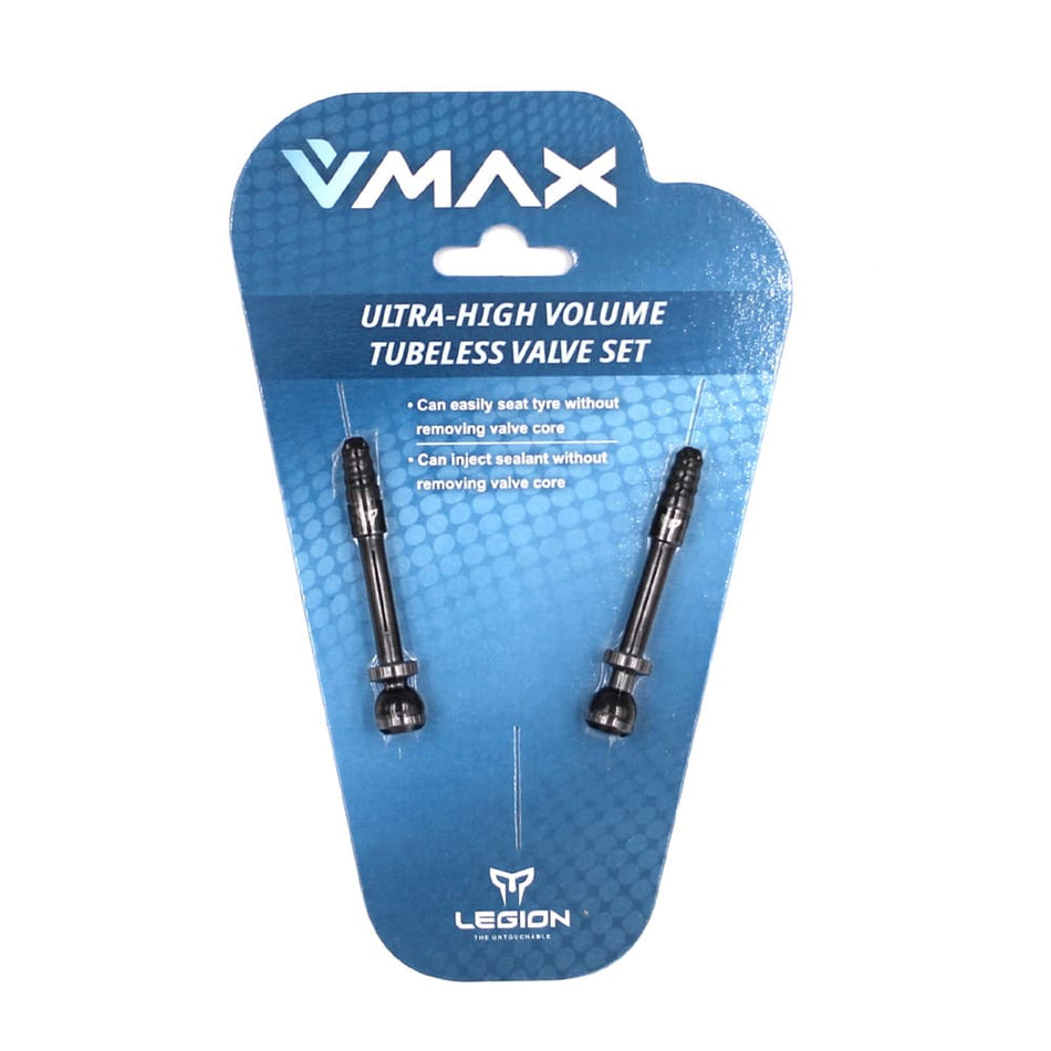 V-MAX Tubeless Valve Length: 57.5mm Black Aluminum (2 Pieces)