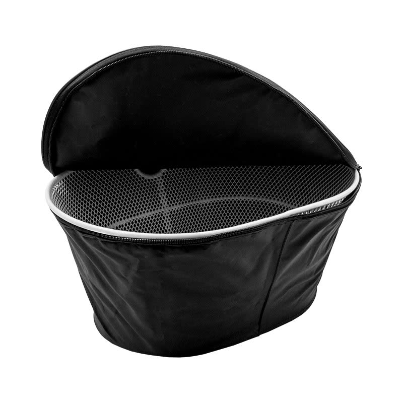 Nylon Basket Cover for Oval Baskets with Zip Closure Black