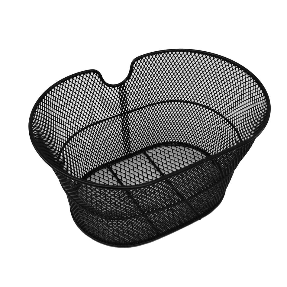 Oval Front Basket 29x19x35cm in Steel without Hooks Black