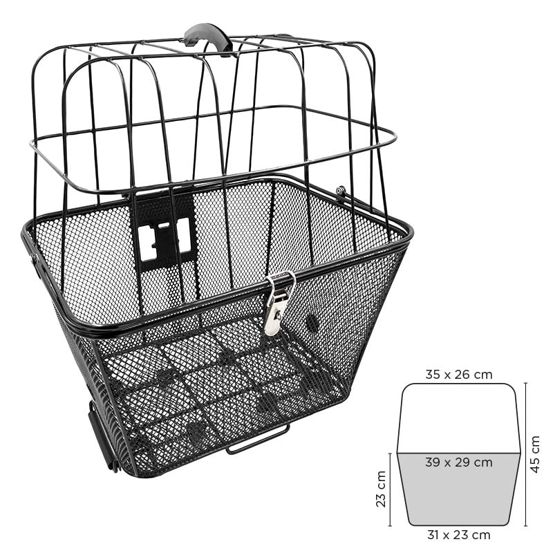Front Basket for Pets 39x29x30cm(base 31x23) Quick Release in Steel