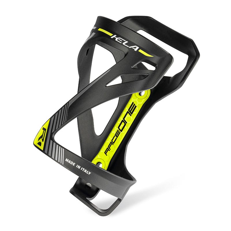 KELA Bottle Cage in Black/Yellow Polycarbonate - Side Entry