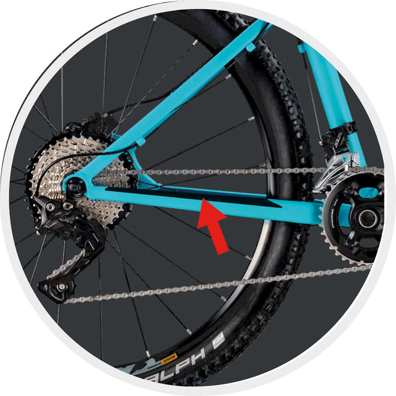 Black Adhesive Chainstay Protector RHINO 30x4cm Pre-cut Rough