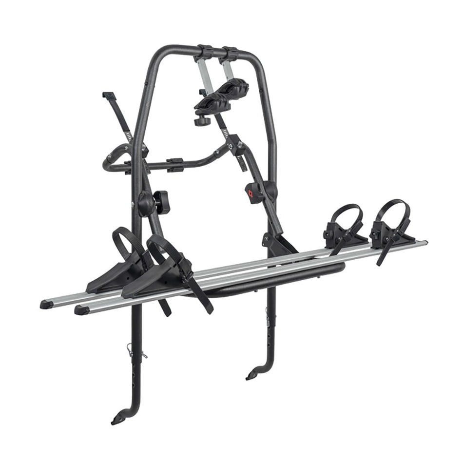 Heck-Fahrradträger POLARIS für 2 Fahrräder aus silbernem Aluminium