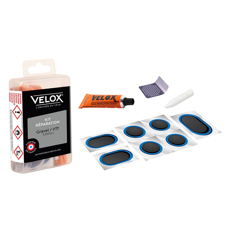 MTB Tubeless Repair KIT: 1 Sealant + 1 Scraper + 7 Patches + 1 Chalk