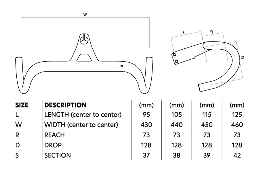 Gardoncule en carbone Wilier J-Bar 430 mm