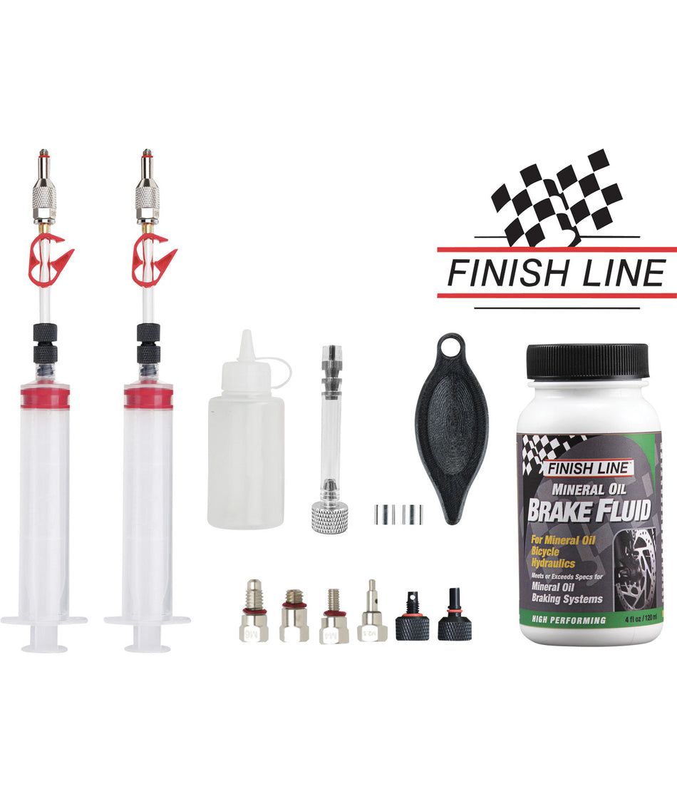 Bleeding/bleed kit for mineral oil with oil package