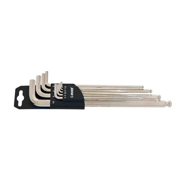 Unior - Set of long type hex wrenches with ball end in plastic clip holder 220/3SLPH-US