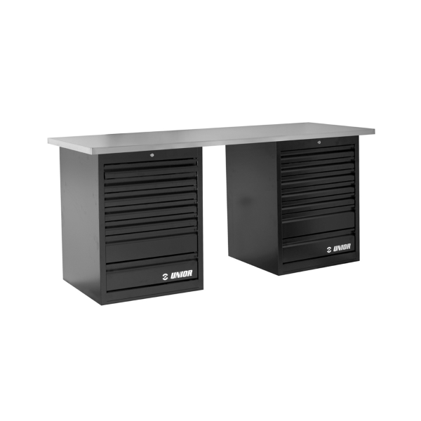 Unior - Empty workbench TECH BENCH 990TB2 with two drawer units without backrest and lights - 2 m
