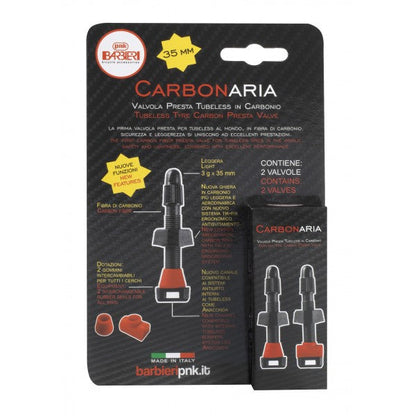 Pair of Carbon Tubeless Presta Valves - 35mm